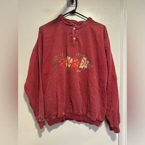 VTG Crazy Shirts Sz:S Hawaii long-sleeve sweatshirt Red Dyed hibiscus floral Top